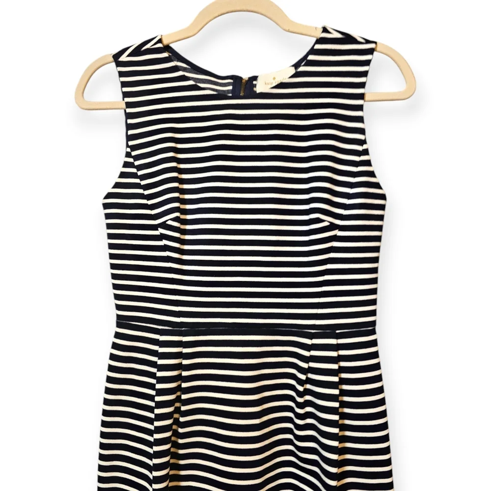 Kate Spade Navy and White Striped Sleeveless Nautical Sheath Dress